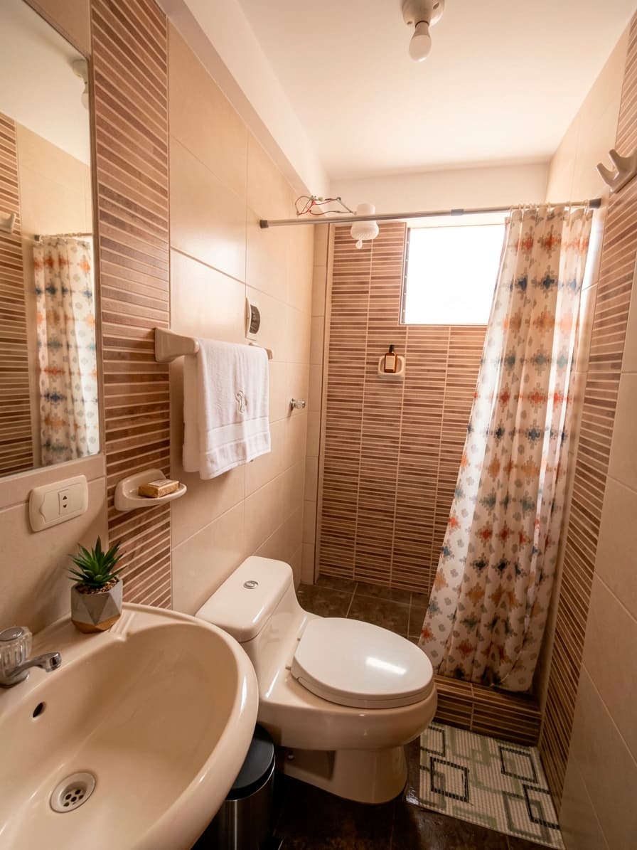 Baño privado equipado con ducha de agua caliente